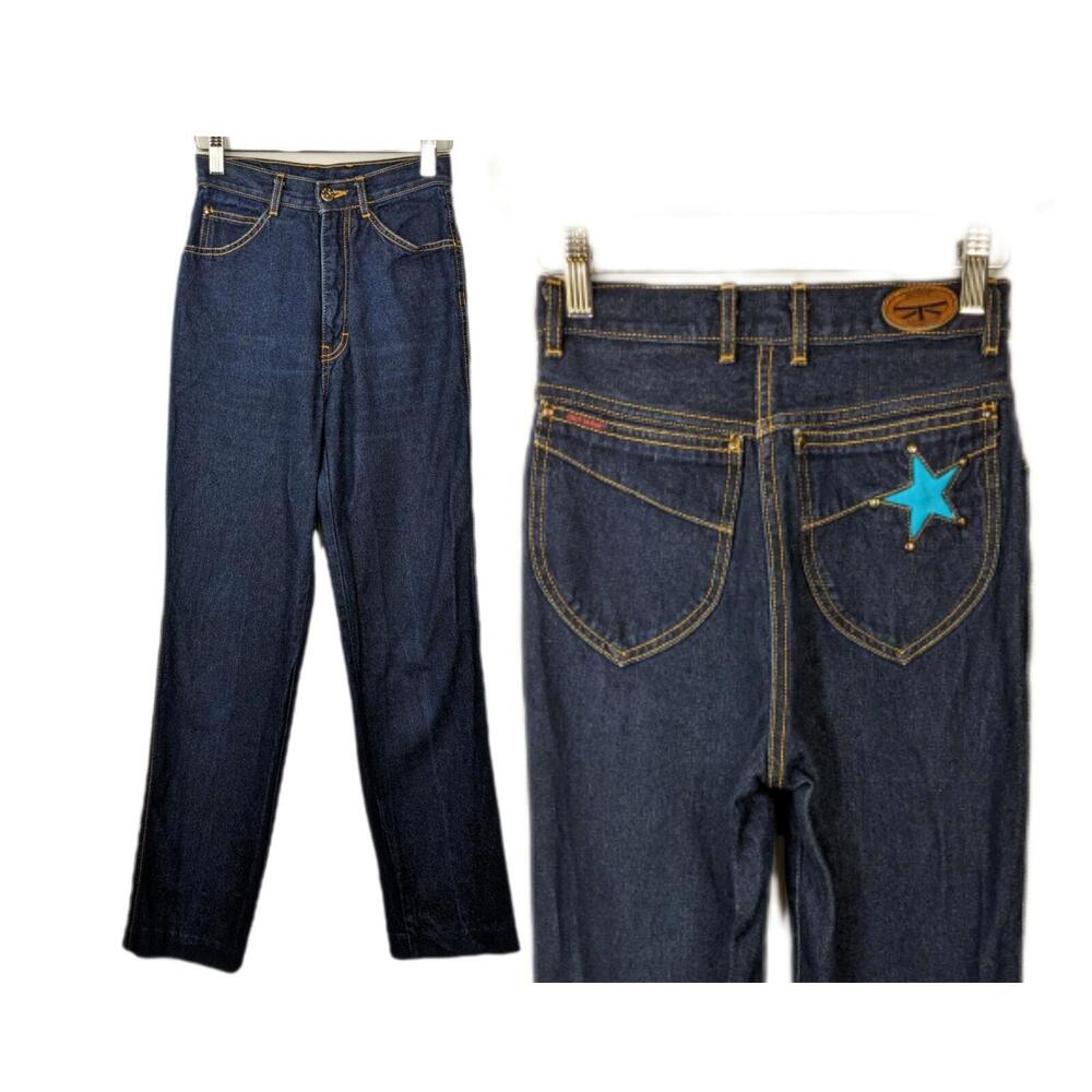Vintage 70s‎ Brittania jeans dark wash high waisted jeans Star pocket